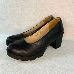 Chunky Block Heel Platform Round Toe EU 40 Goth Punk Y2K Slip‎ On